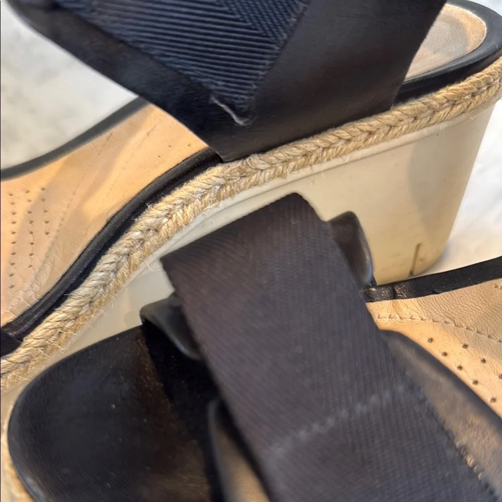 Clarks Black Wedge Espadrille Sandals with Adjustable Straps